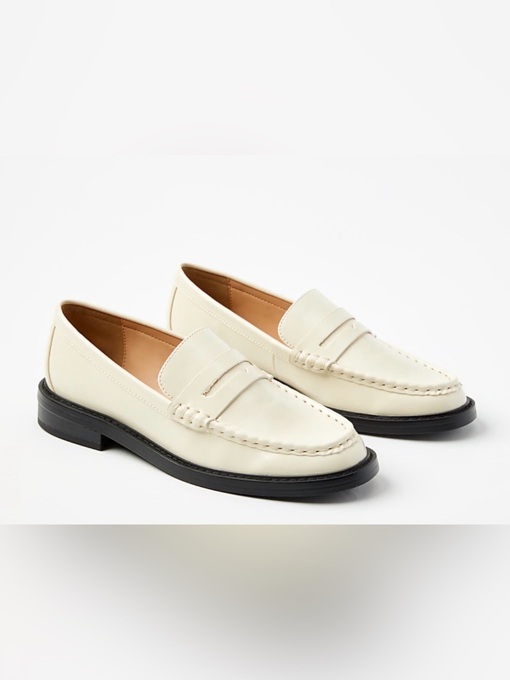 LOFT Cream Penny Loafers with Black Sole